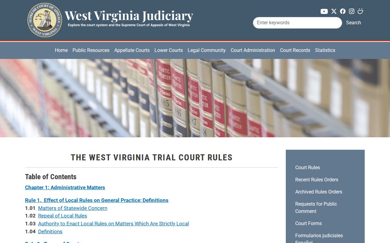 Tucker County civil docket public access rules