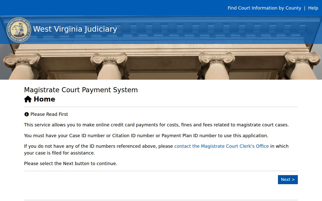 Tucker County traffic court records fine payment portal