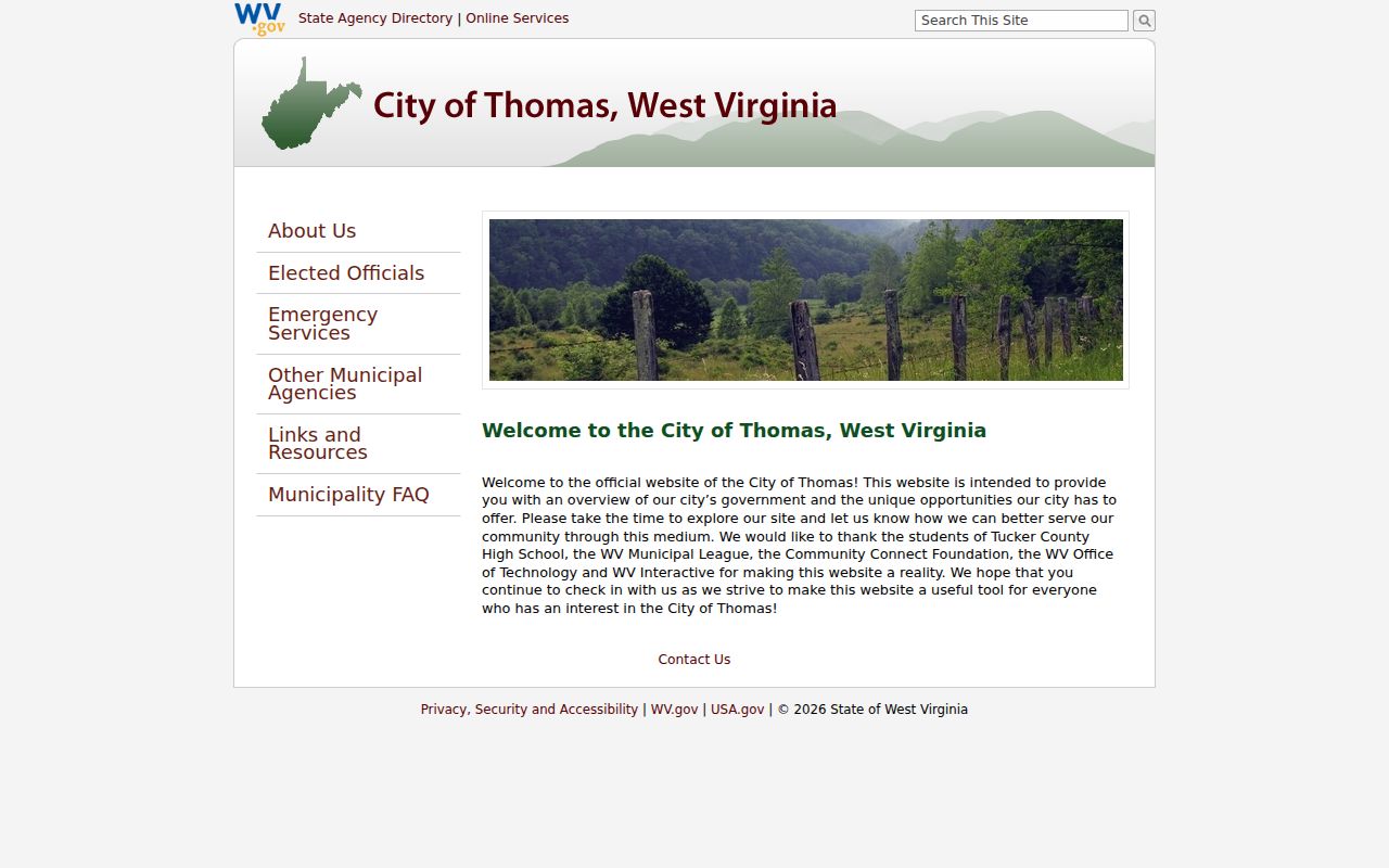 Official Thomas municipal government page